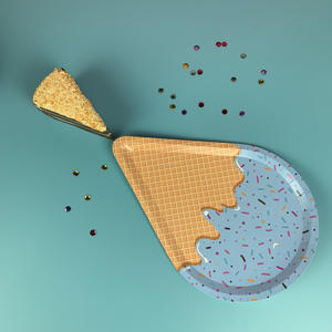 Assiettes à dessert jetables sur le thème de la crème glacée <span class=keywords><strong>Vaisselle</strong></span> de fête d'<span class=keywords><strong>anniversaire</strong></span> et fournitures de mariage Décorations d'assiettes à dîner - Product Image 4