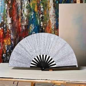 Éventails pliants artisanaux de 33 cm, vierges pour sublimation, en polyester et plastique, blanc et noir, motif dessin animé traditionnel chinois - Product Image 3