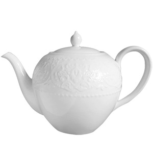 白色压花蕾丝陶瓷咖啡茶具套装，全套茶壶、茶杯、茶碟，适合家庭下午茶聚会和餐饮用途 - Product Image 6
