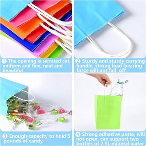Bolsas de Papel Kraft Blancas Pequeñas Ecológicas para Navidad, con Asas de Colores, para Tiendas de Abarrotes, al por Mayor, Baratas, de Buena Calidad, para Regalos - Product Image 4