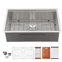 Évier de cuisine à une cuve avec accessoires Poste de travail Évier de cuisine en acier inoxydable de calibre 16 encastré de 32 pouces