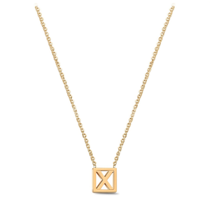 Collana Nocoll X con Ciondolo in Acciaio Inossidabile Placcato Oro, Charm Minimalista con Lettera, Unisex per Uso Quotidiano 12x14cm - Product Image 1
