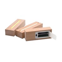 Boîte à piles AAA en bois de hêtre, base lumineuse LED, veilleuse en bois avec interrupteur, lumière blanc chaud pour la décoration de vitrine en verre cristal