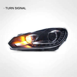 Conjunto de Faros Delanteros LED DRL F75 para VW <span class=keywords><strong>Golf</strong></span> 6 MK6 2009-2012, Actualización Estilo GTI R20, Lámpara de Xenón con Ojo de Ángel - Product Image 2