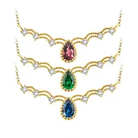 Винтажные геометрические падение кристалл кулон ожерелье 925 стерлингового серебра для женщин, цепочка, ожерелье, ювелирные изделия с оптовая продажа с фабрики