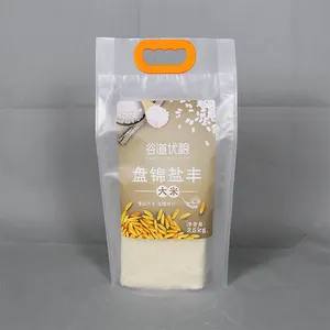 Heavy Duty Handled Packaging Food Grade 50lb 2kg Self Level 25kg Plastic Rice Bags