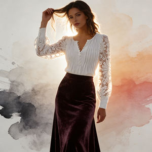 Blusa Casual de Oficina para Mujer, Elegante, con Mangas de Encaje Blanco, Talla Grande, Cuello en V, Corta, con Botones, Transpirable y Ligera - Product Image 5