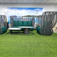 Ensemble de canapés d'extérieur en rotin PE imperméable de style nordique moderne, avec structure en aluminium, anti-UV, taille personnalisable pour villa, maison d'hôtes, jardin, terrasse