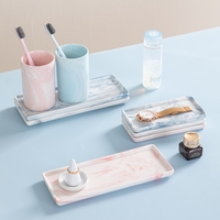 Plateau organisateur de salle de bain rectangle en marbre moderne personnalisé décor petit anneau parfum bibelot vanité plateau en céramique