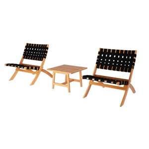Ensemble bistrot pliable en 3 pièces en toile et bois pour la plage, couleur noire, nouveau design 2026, durable - Product Image 6