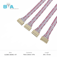 Câble plat à 9 broches, pas de 2,54 mm, 35 cm/1,15 pi, UL2468 26AWG, blanc/rouge, pour transmission de signal sur carte de circuit imprimé