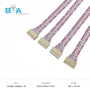 피치 2.54mm 9핀 플랫 리본 와이어 하네스 35CM/1.15ft UL2468 26AWG 흰색/빨간색 PCB 신호 전송용 - Product Image 2