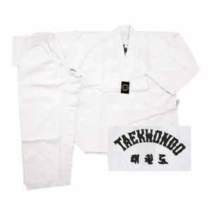 Uniforme de Taekwondo professionnel blanc en polyester/coton pour adultes unisexes avec impression sur le dos à col en V, toutes tailles, fabriqué au Pakistan - Product Image 2