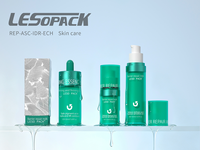 Flacon compte-gouttes pour sérum, corps transparent, tête blanche, design personnalisable