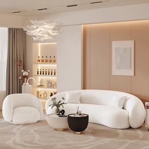 Nouveau design de meubles pour la maison, prix abordable, grand canapé sectionnel moderne en <span class=keywords><strong>velours</strong></span> blanc crème confortable à trois places pour salon et appartement - Product Image 3
