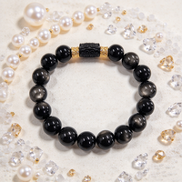 Bracelets perlés personnalisés faits à la main, tendance, en obsidienne 7A, bracelet en pierres naturelles DIY, pour cadeau, usage quotidien, bijoux