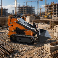 Mini Skid-steer Loader Berkualitas Tinggi, Skid-steer Loader Beroda Rantai untuk Segala Medan, Skid-steer Loader dengan Bucket