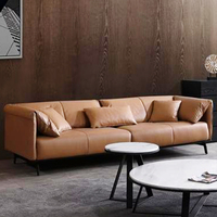 Canapé modulaire en forme de L de haute qualité en cuir véritable, design européen moderne et luxueux, pour appartement, hôtel, villa, salon