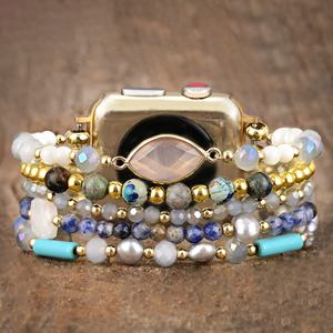 Eraysun pierre naturelle lien Boho <span class=keywords><strong>Bracelet</strong></span> bande Smartwatch <span class=keywords><strong>Bracelet</strong></span> pour Iwatch série 8 7 6 pour <span class=keywords><strong>Apple</strong></span> <span class=keywords><strong>Watch</strong></span> Band bijoux - Product Image 2