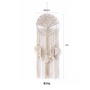 Macramé bohemio hecho a mano <span class=keywords><strong>para</strong></span> colgar en la pared, cuentas de madera ecológicas y tapiz de hojas <span class=keywords><strong>para</strong></span> la decoración del dormitorio del hogar, técnicas tejidas - Product Image 6