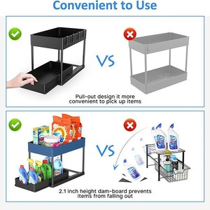 Étagère de rangement à <span class=keywords><strong>épices</strong></span> en plastique à double couche, extractible, organisateur domestique, étagère de rangement <span class=keywords><strong>sous</strong></span> l'évier, pour la cuisine - Product Image 4