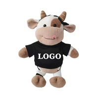 Jouets Songshan : Peluches animales personnalisées de haute qualité avec logo, poupées en tissu imprimées sur t-shirt en polyester, jouets en peluche doux en forme de vache, cadeaux OEM