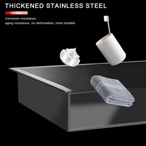 ช่องเก็บของในห้องอาบน้ำ <span class=keywords><strong>Neodrain</strong></span> ขนาด 30x12 นิ้ว รุ่นทันสมัย ทนทาน รับประกัน 5 ปี สีดำด้าน 3 ชั้น ติดผนัง ไม่ต้องใช้กระเบื้อง แบบฝังในห้องน้ำ - Product Image 3