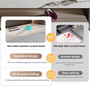 <span class=keywords><strong>Mobile</strong></span> <span class=keywords><strong>Bagno</strong></span> Moderno 2026OEM Juerte in Legno Massello Nero con Lavabo Curvo, Rubinetto e Specchio LED, Montaggio a Parete per Camera da Letto - Product Image 2