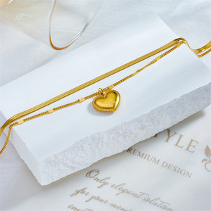 Heart Shape Gold Anklet Double Layer Chain Women's Everyday Wear Foot Ornament - Product Image 3