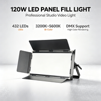 Panneau LED 120W pour éclairage d'appoint, 432 LED, bicolore 3200K~5600K, prise en charge DMX, rendu des couleurs élevé, en alliage d'aluminium, lumière portable