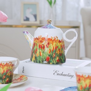 Ceramic Tea Set - <b>Oil</b> <b>Painting</b> Tulip Teapot with 4 Cups and Saucers - Product Image 4