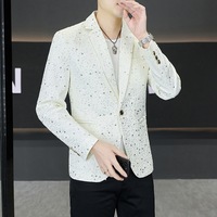 Nouvelle veste de costume homme à simple boutonnage, style coréen, mode, à sequins, infroissable, coupe ajustée, blazer décontracté, col cranté, machine
