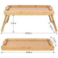 Plateau de service rectangulaire pliable en bambou moderne avec pieds, idéal pour le petit-déjeuner, comme table d'appoint pour ordinateur portable ou plateau de lit, pour la maison et le bureau - Offre Spéciale