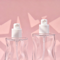 Ensemble de flacons cosmétiques en verre transparent ondulé, flacon pompe en verre, emballage cosmétique personnalisé, pots avec bouchon blanc, pompe à pression