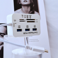 Mini HUB USB C universel 7 en 1 3.0 multifonction USB type-c avec 3 Ports lecteur de carte SD/TF HUB type-c pour Macbook/Mobile