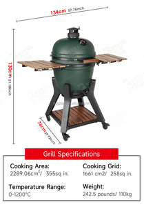 Grill SEB KAMADO 21 pouces, fabricant certifié BSCI, parrilla kamado, barbecue en céramique, <span class=keywords><strong>asador</strong></span> pour jardin et extérieur - Product Image 2