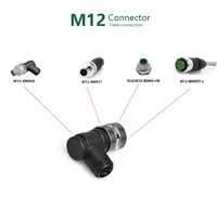 OEM personalizado hembra A/B/D código Sensor señal montaje ángulo recto M8 M12 conector de plástico 4P IP67 campo grabable conector