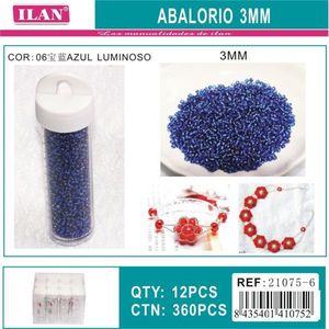Perline Luminose Blu ILAN da 3mm per Creazione di Gioielli, 12 Pezzi per Tubo - Product Image 1