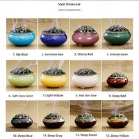 Brûleur d'encens en céramique fait main de style chinois Feng Shui, attrape-cendres, diffuseur d'arômes, tour de diffusion, pot à charbon de bois pour la décoration intérieure