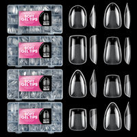 Pointes d'ongles en gel souple 360 pièces, 15 tailles, transparentes, couvrantes, pré-polies, finition mate à l'intérieur, sans courbe, pour extension d'ongles – Vente directe usine