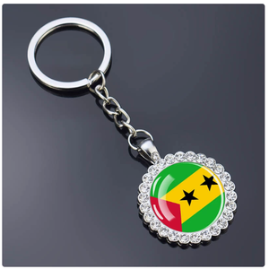 Venta al por Mayor de Llaveros de una Sola Cara con el Emblema Nacional de las Islas Salomón, con Patrones de Varios Países e Incrustaciones de Diamantes de Imitación - Product Image 3
