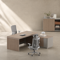 Bureau de direction moderne et minimaliste en forme de L avec armoire latérale, mobilier de bureau modulaire rectangulaire de qualité E1