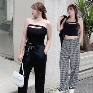 Haut sans bretelles pour femmes grandes tailles N8136, couleur unie, en fibre acrylique, fabriqué à Jiangsu, pour adultes - Product Image 1