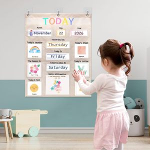 Calendario de pared con bolsillos para la mañana del día, 18x22.534, de tela, rectangular, vista diaria, regreso a clases - Product Image 6
