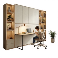 Lit mural moderne Murphy avec bureau intégré et étagère, lit escamotable pour chambre à coucher ou bureau à domicile