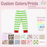Pantalon de jogging rayé de Noël en coton doux pour enfants, pantalon de nuit à taille élastique pour garçons et filles, bas de pyjama à revers pour tout-petits
