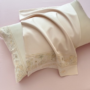 Funda nórdica con bordado Floral, Sábana plana rosa, algodón agradable a la piel, textil para el hogar, juego de cama de cuatro piezas de lujo ligero - Product Image 3