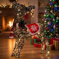Guirlande lumineuse LED 3D motif renne de Noël blanc chaud, fil de cuivre, ruban lumineux, étanche IP44, commande manuelle, prise murale, extérieur