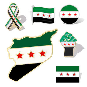 Grosir bros Damaskus hadiah peta bendera kerlip Syrians bendera Lapel Pin lencana keras Enamel tingkat Pin - Product Image 1