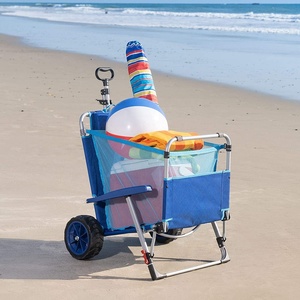 Tumbona plegable para día de playa con combinación de <span class=keywords><strong>carro</strong></span> integrado y ruedas pesadas, perfecta para la playa - Product Image 6